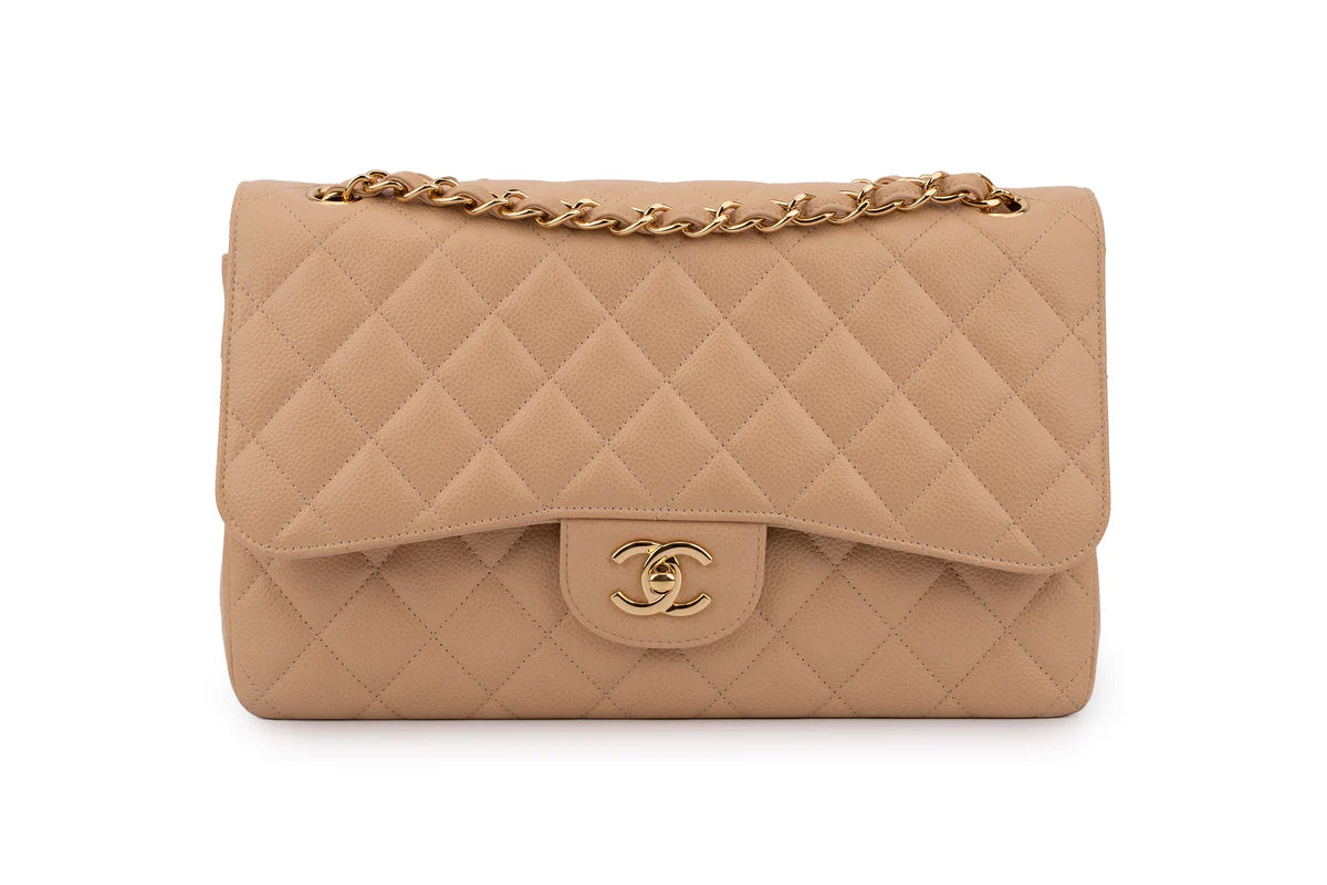 Chanel Classic Double Flap Beige Caviar