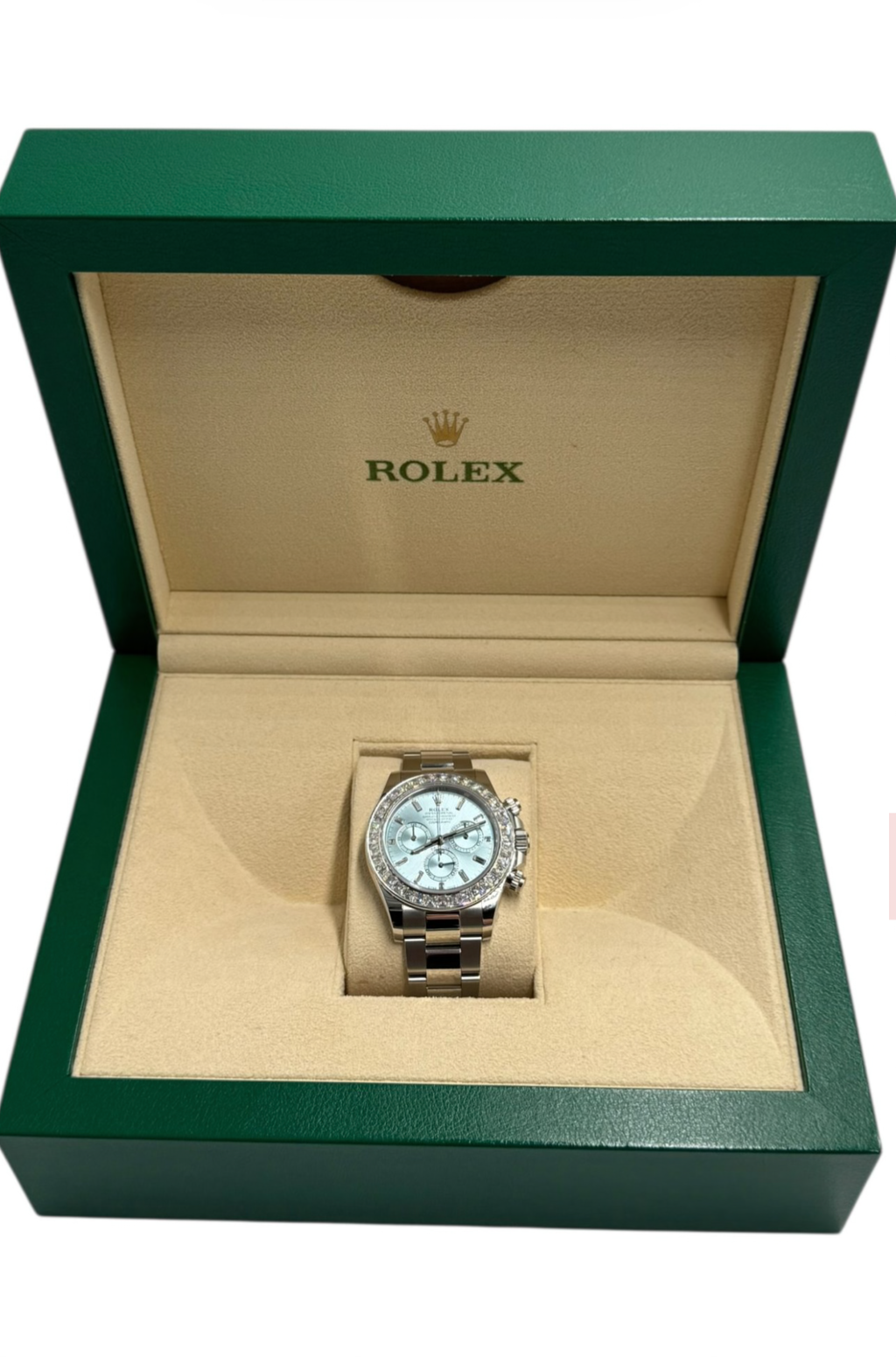 Rolex Daytona Platinum Baguette 126576TBR 40mm Diamond-Set Ice Blue Oyster
