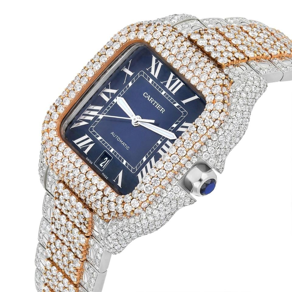 Cartier Santos De Cartier WSSA0018 Custom Diamond Iced Out