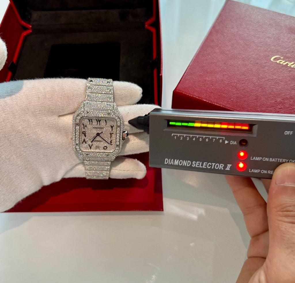 Cartier Santos Arabic Dial Iced Out