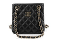 Chanel Drawstring Bag Caviar Black Champagne