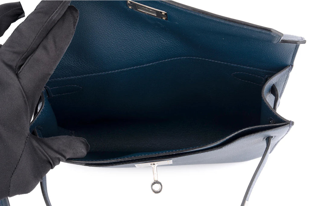 Hermès Kelly 25 Depeches Evercolour Navy Bleu