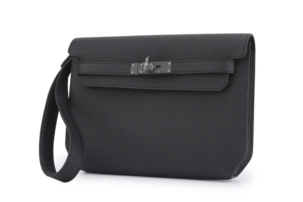 Hermès Kelly 25 Depeches Togo Noir Monochrome