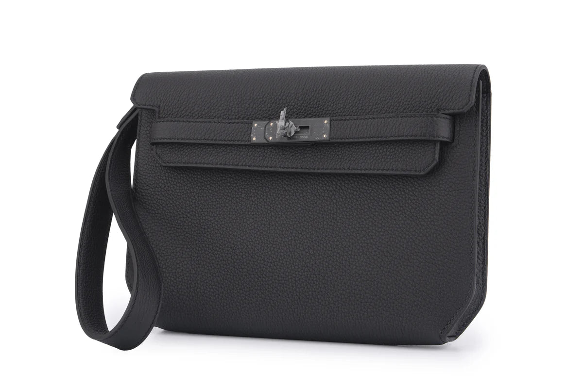 Hermès Kelly 25 Depeches Togo Noir Monochrome