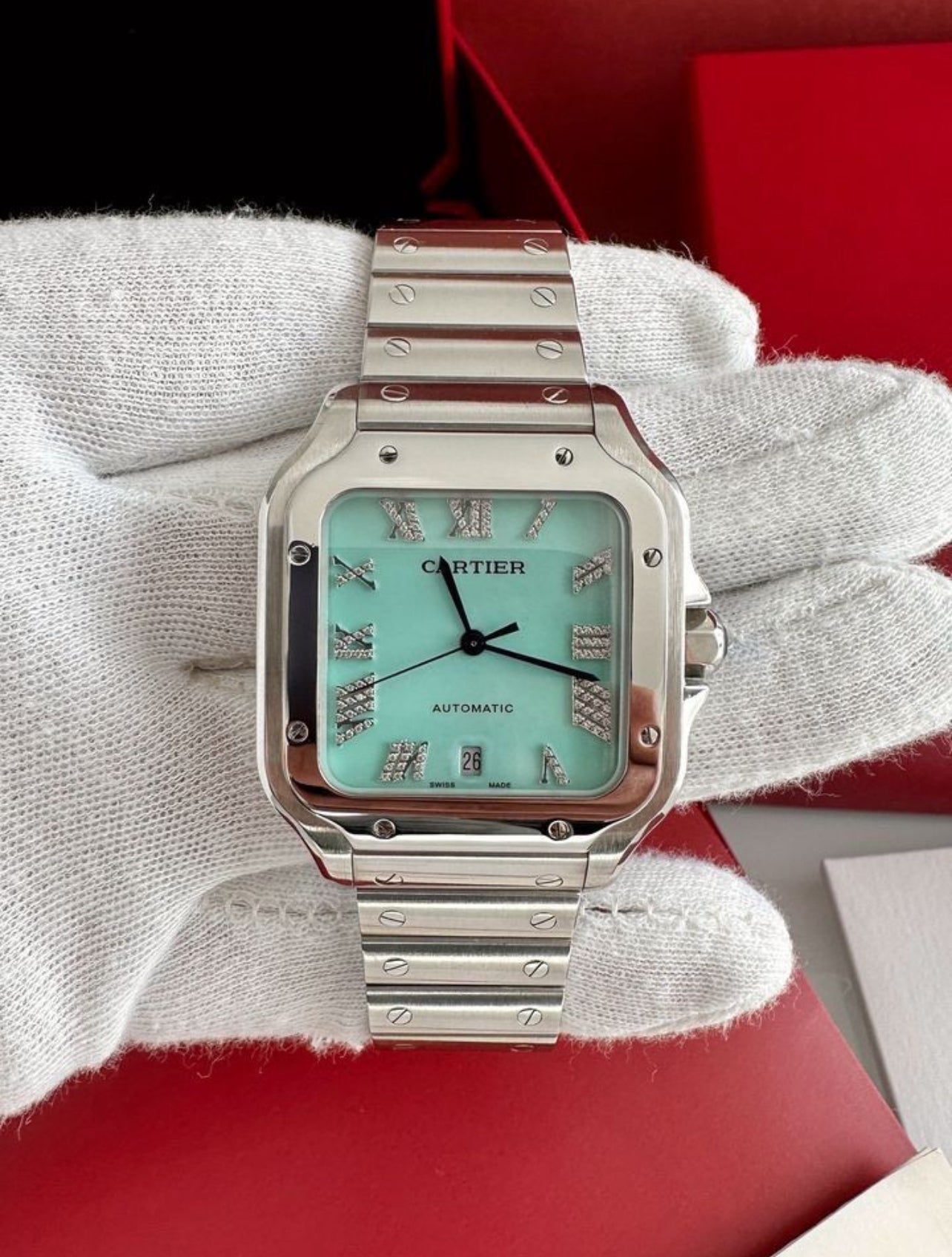 Cartier Santos Tiffany Blue Dial