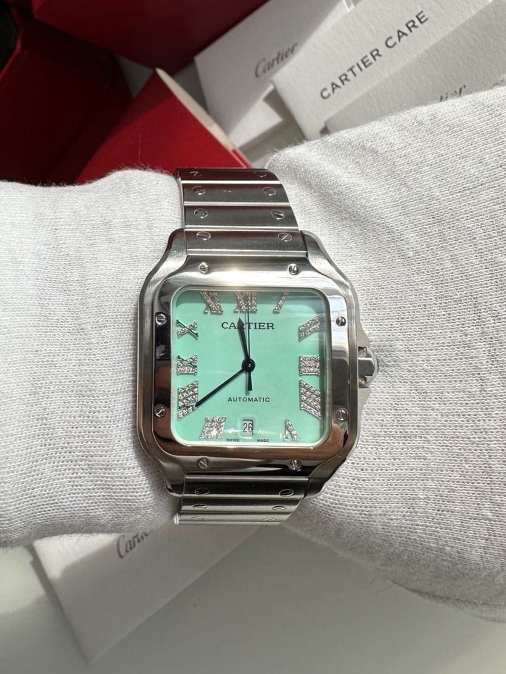 Cartier Santos Tiffany Blue Dial
