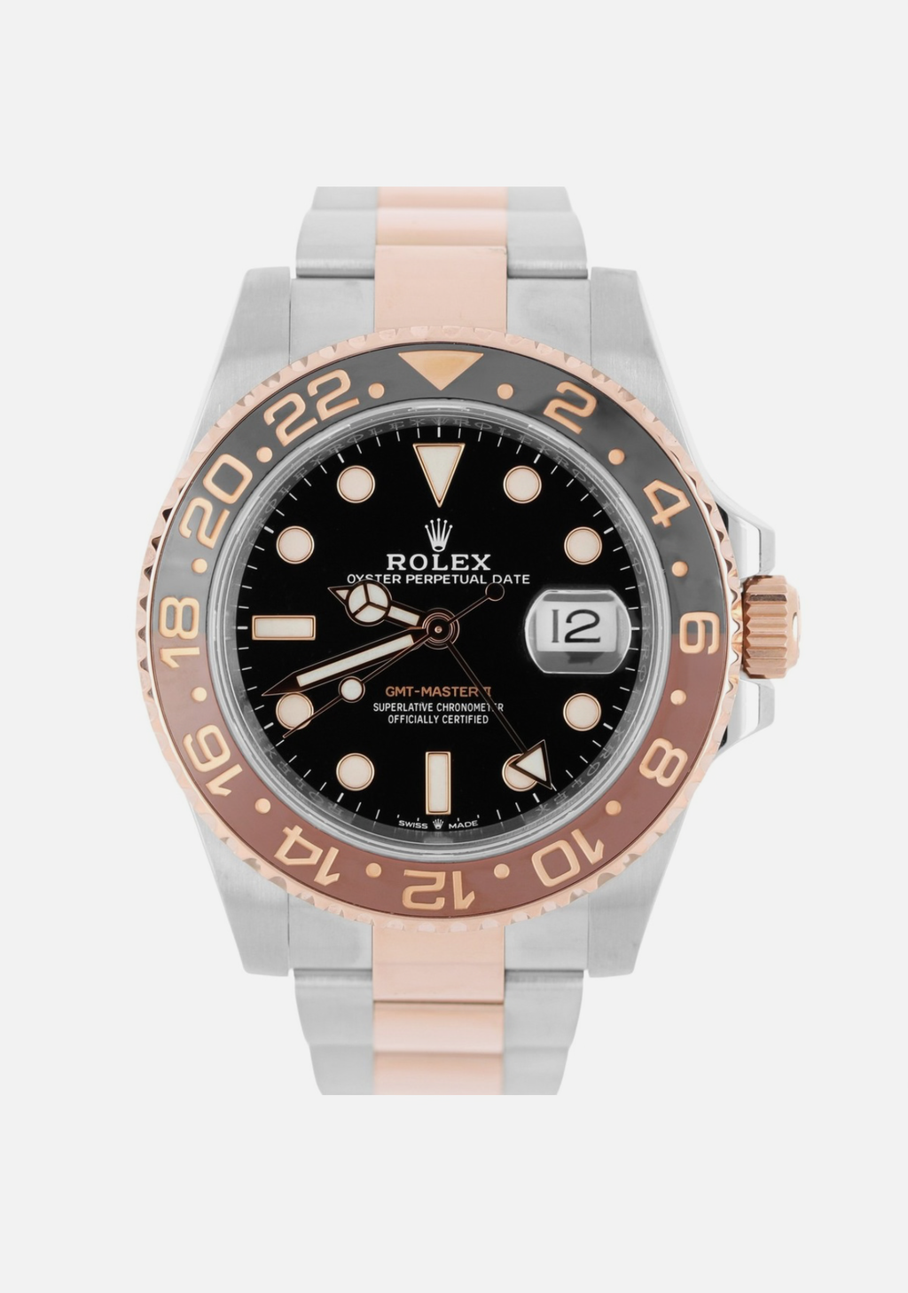 Rolex GMT-Master II ROOT BEER Two-Tone 18k Rose Gold Black 40mm 126711