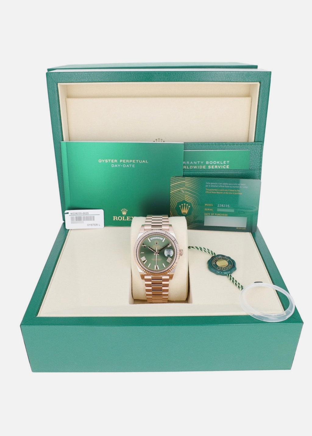 Rolex DAY-DATE 40 MM ROSE GOLD OLIVE GREEN DIAL REF 228235