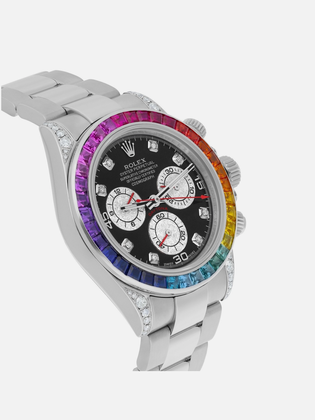Rolex Cosmograph Daytona Stainless Steel Rainbow Diamond Watch 116520