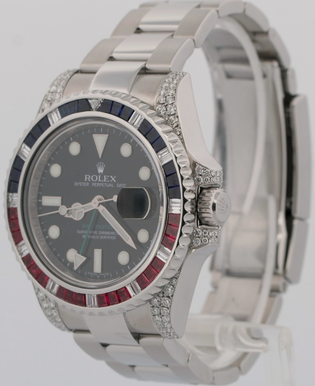 Rolex GMT-Master II DIAMOND SAPPHIRE Stainless Steel Blue Pink 40mm 116710