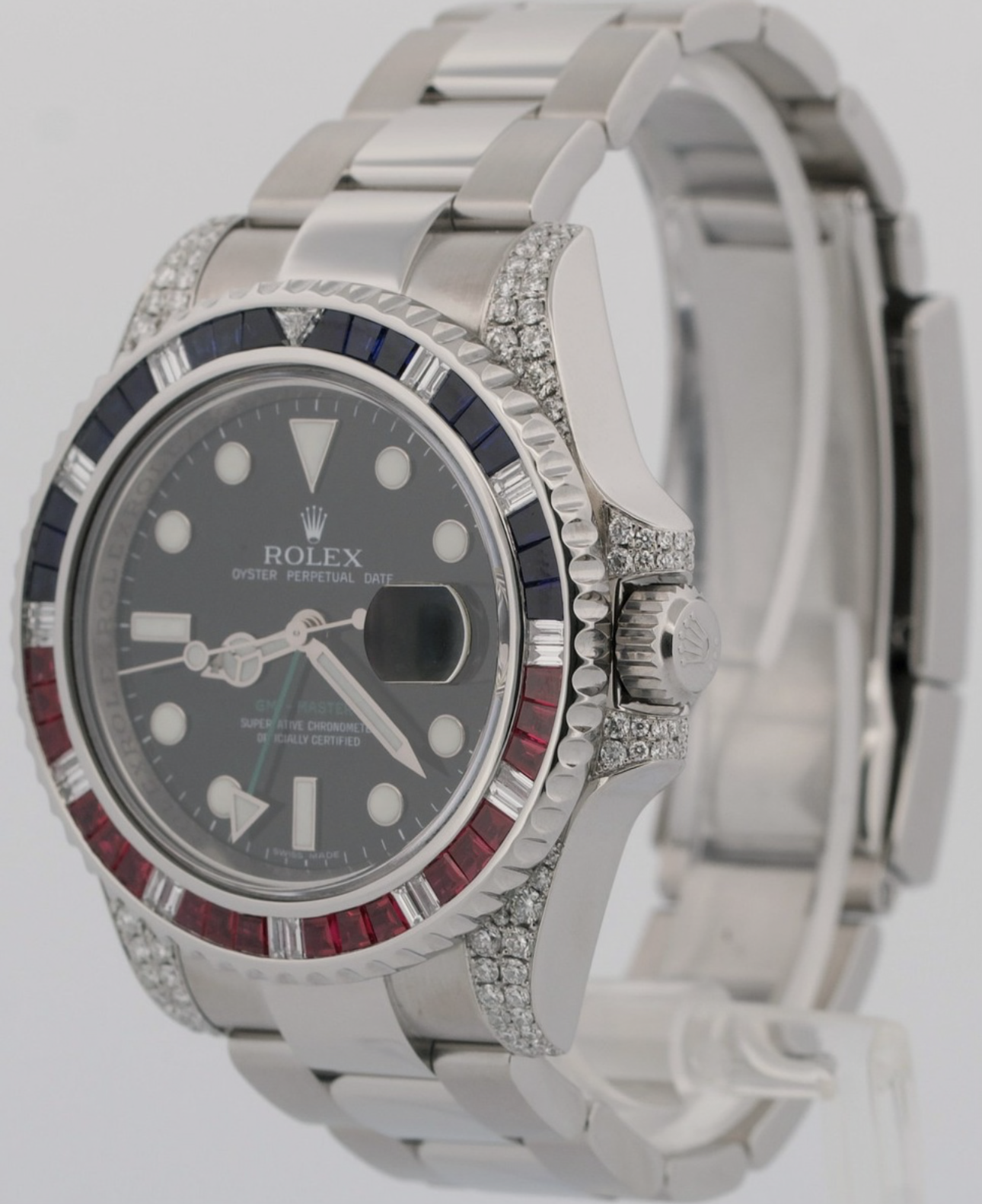 Rolex GMT-Master II DIAMOND SAPPHIRE Stainless Steel Blue Pink 40mm 116710