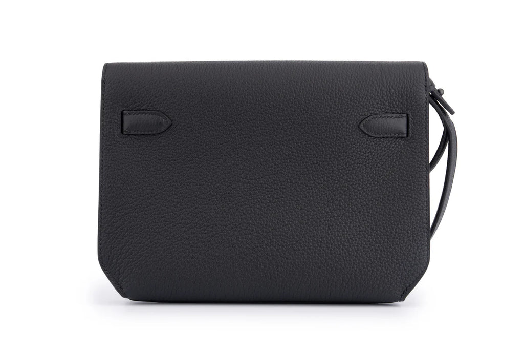 Hermès Kelly 25 Depeches Togo Noir Monochrome