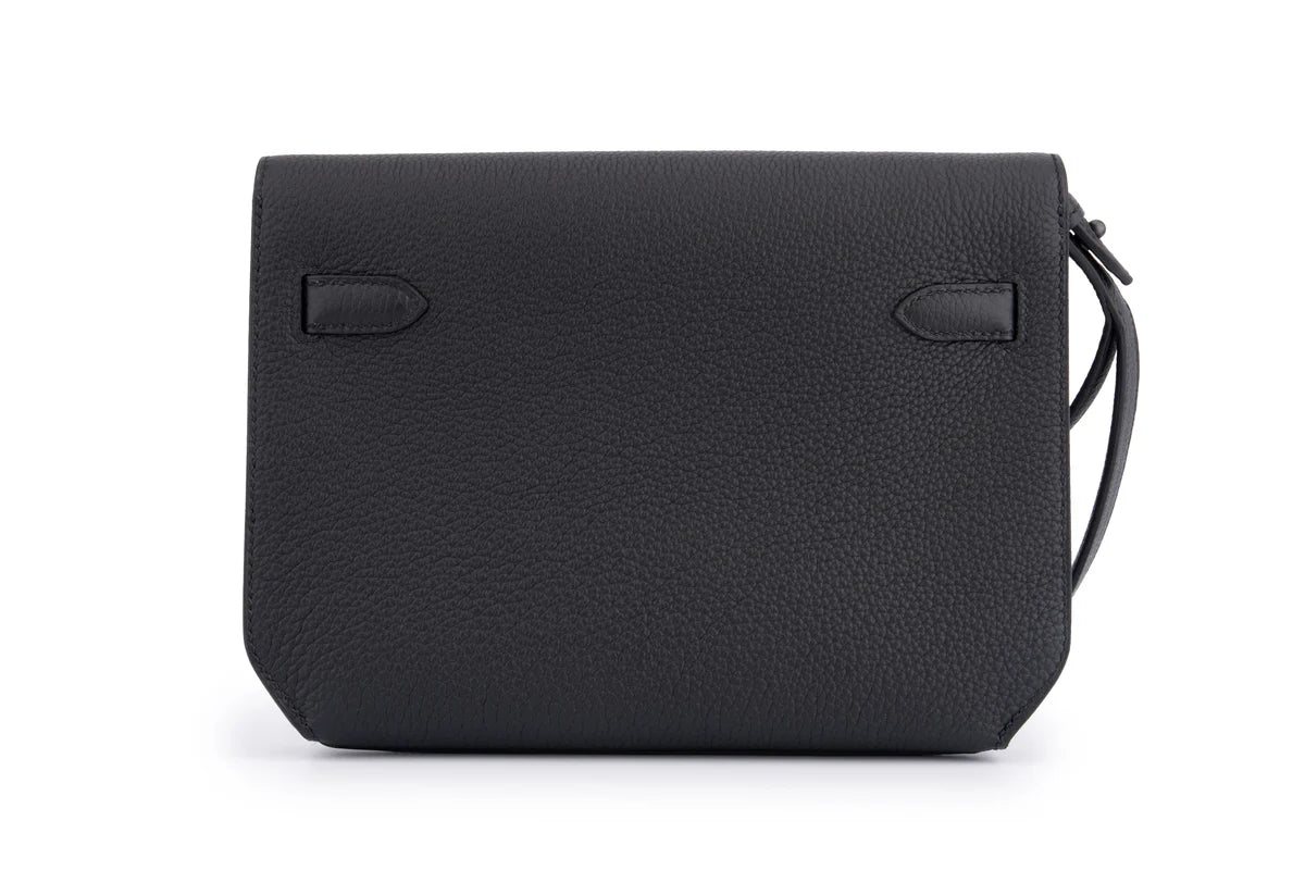 Hermès Kelly 25 Depeches Togo Noir Monochrome