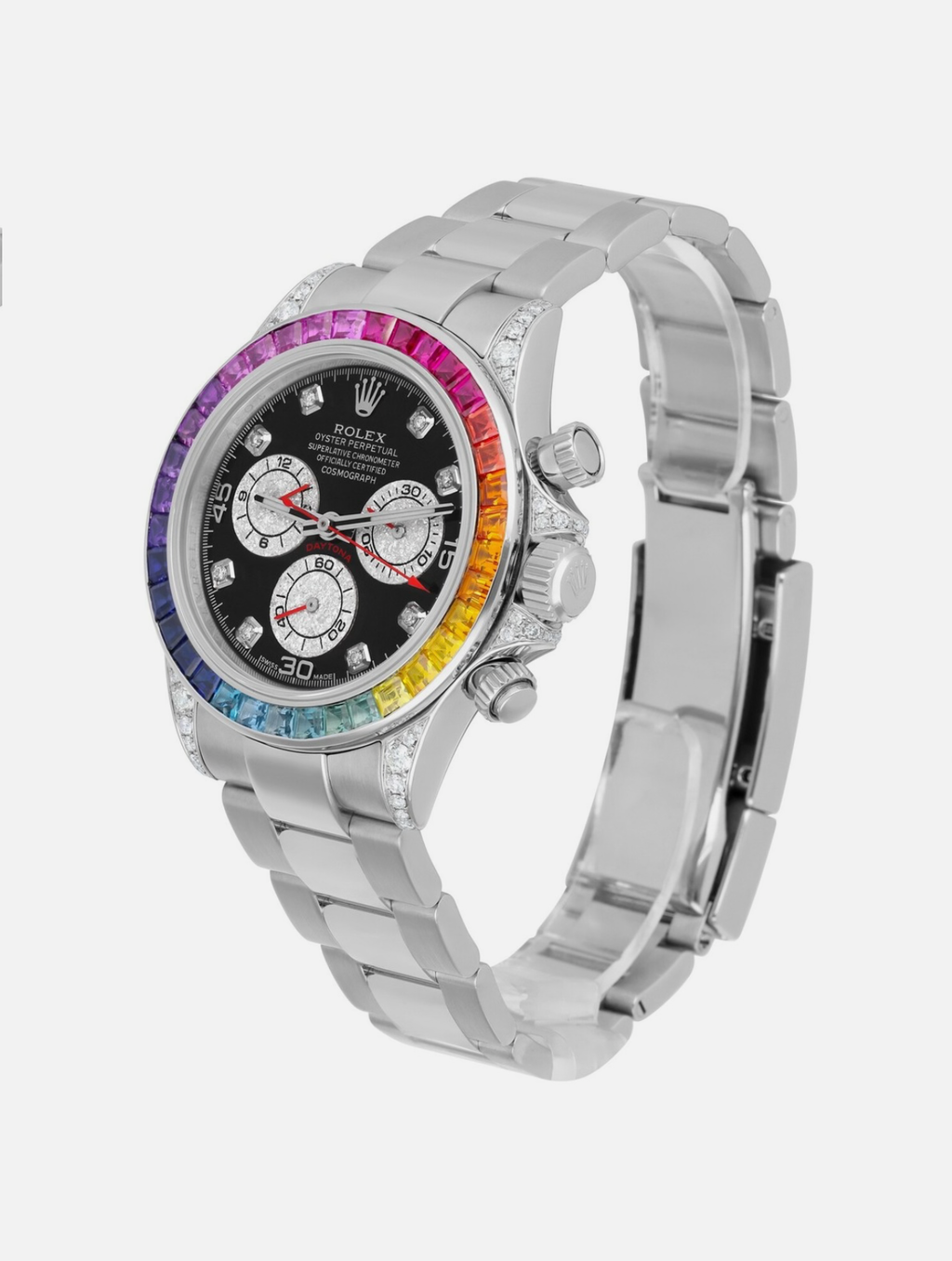 Rolex Cosmograph Daytona Stainless Steel Rainbow Diamond Watch 116520