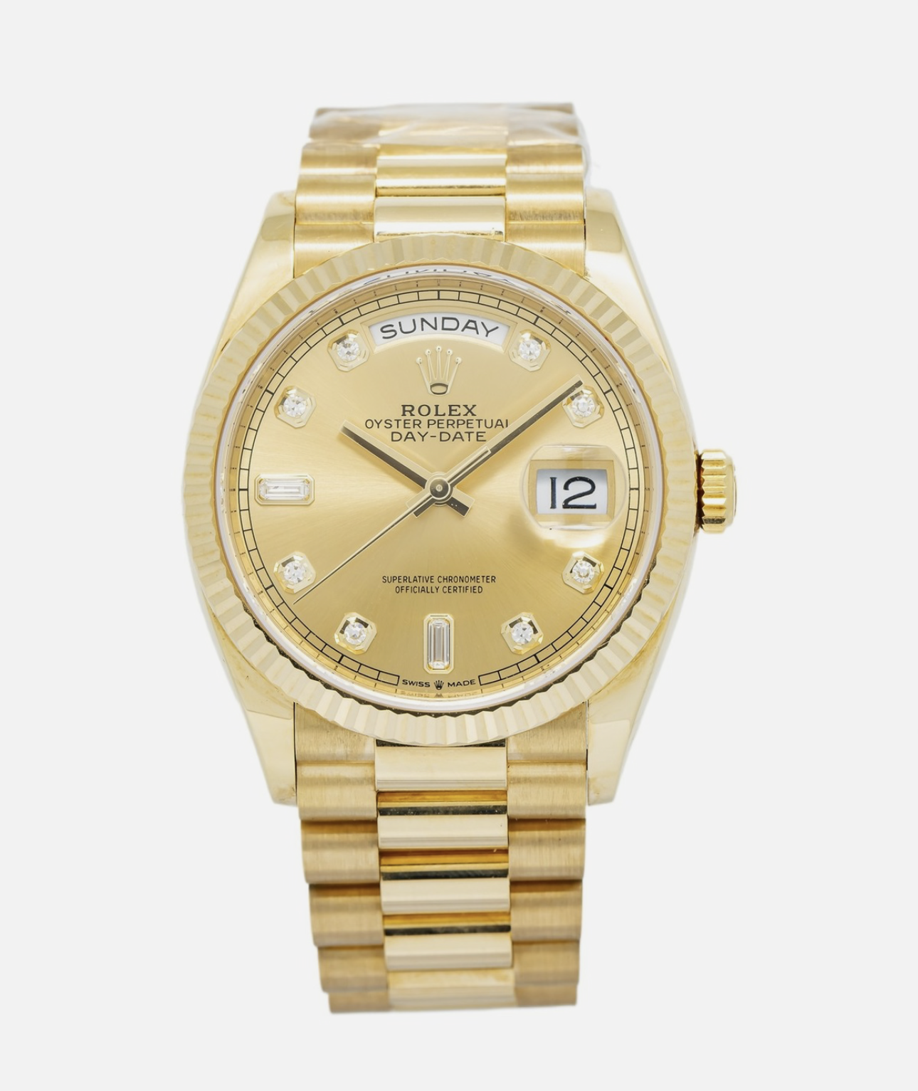 Rolex Day-Date 36 Yellow Gold 128238 Champagne Diamond