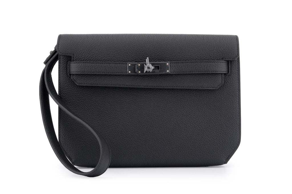 Hermès Kelly 25 Depeches Togo Noir Monochrome