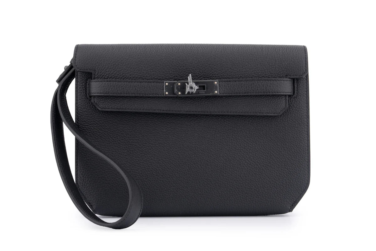 Hermès Kelly 25 Depeches Togo Noir Monochrome