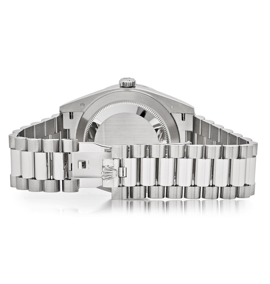 Rolex Day-Date 40 228396TBR Platinum Ice Blue Arabic Dial Diamond Bezel