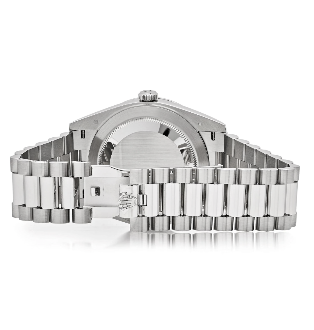Rolex Day-Date 40 228396TBR Platinum Ice Blue Arabic Dial Diamond Bezel