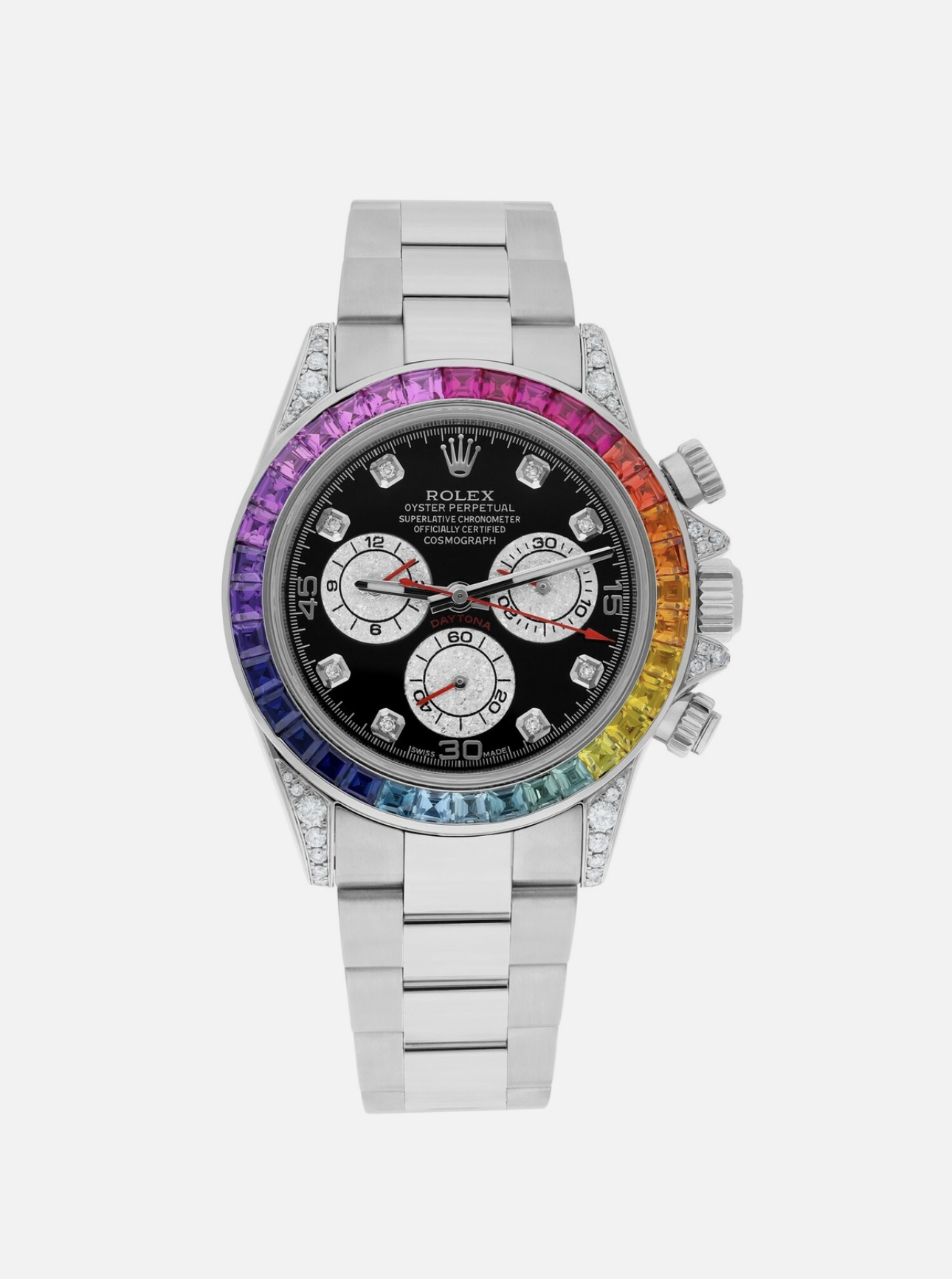 Rolex Cosmograph Daytona Stainless Steel Rainbow Diamond Watch 116520