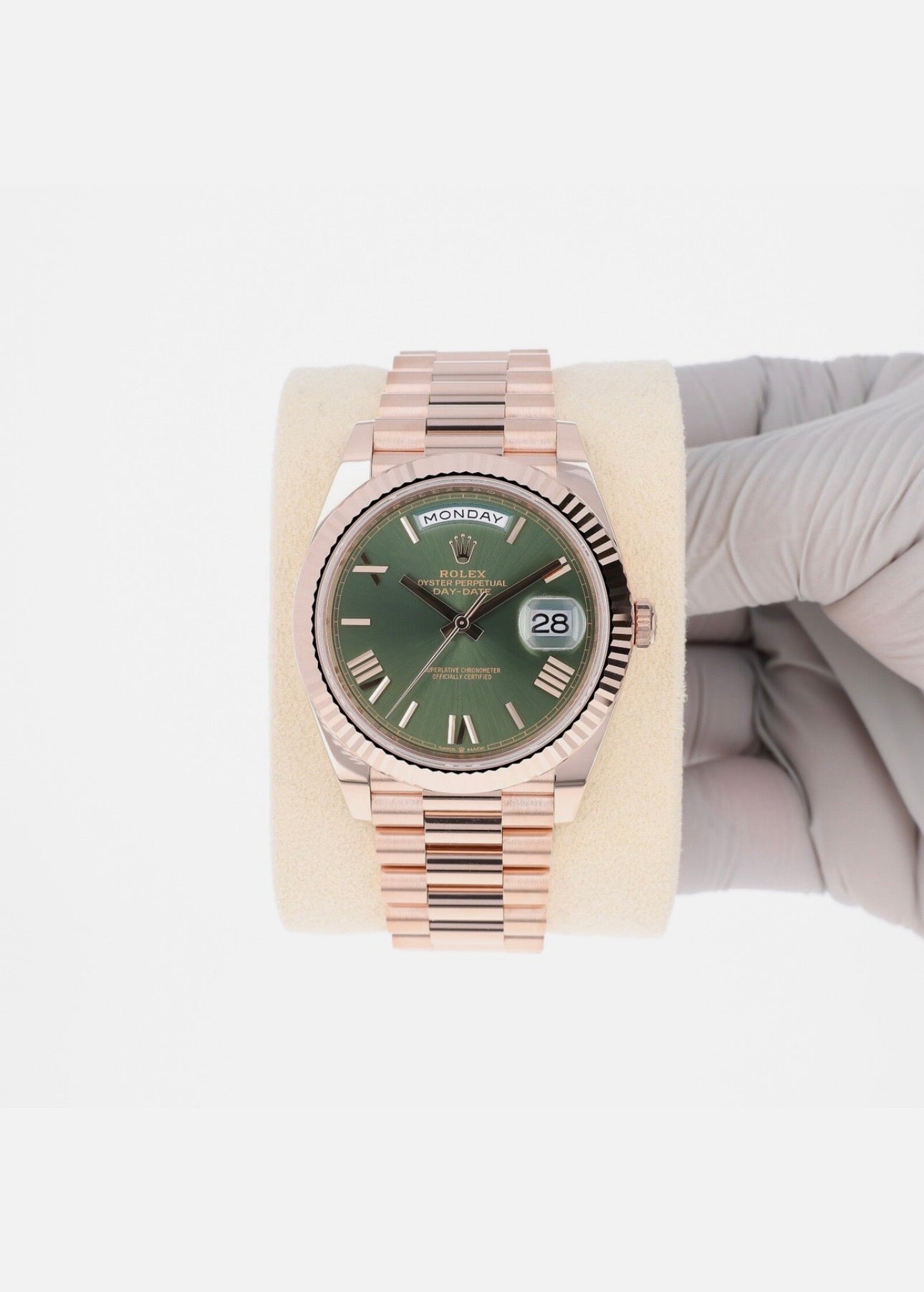 Rolex DAY-DATE 40 MM ROSE GOLD OLIVE GREEN DIAL REF 228235
