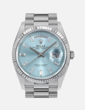 Rolex Day-Date 40 228396TBR Platinum Ice Blue Dial Baguette Bezel