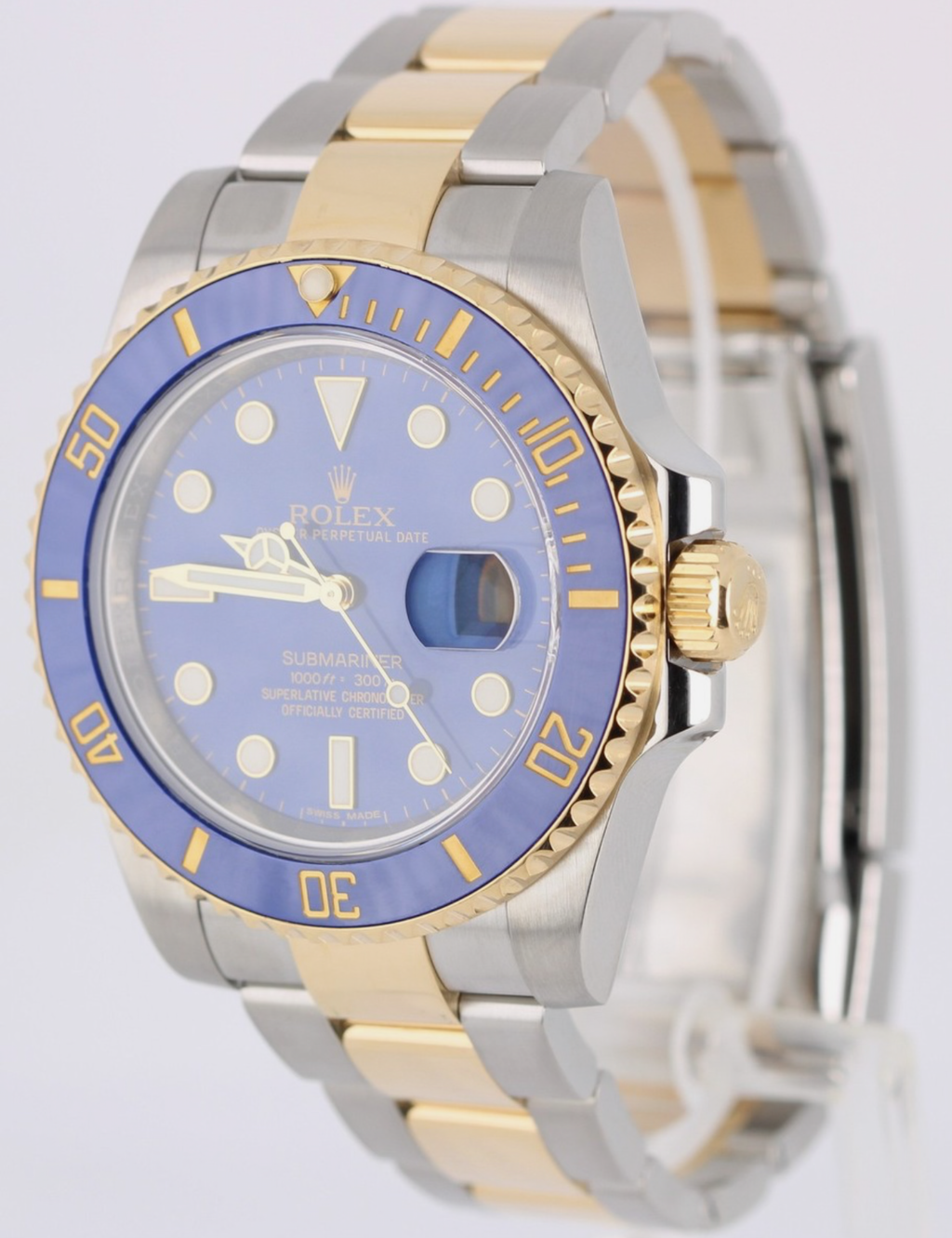 Rolex Submariner Date 18k Yellow Gold Steel BLUE 40mm Ceramic 116613