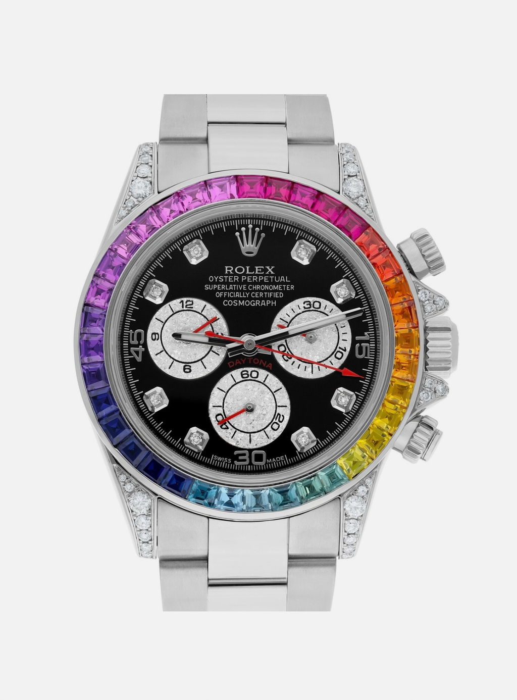 Rolex Cosmograph Daytona Stainless Steel Rainbow Diamond Watch 116520