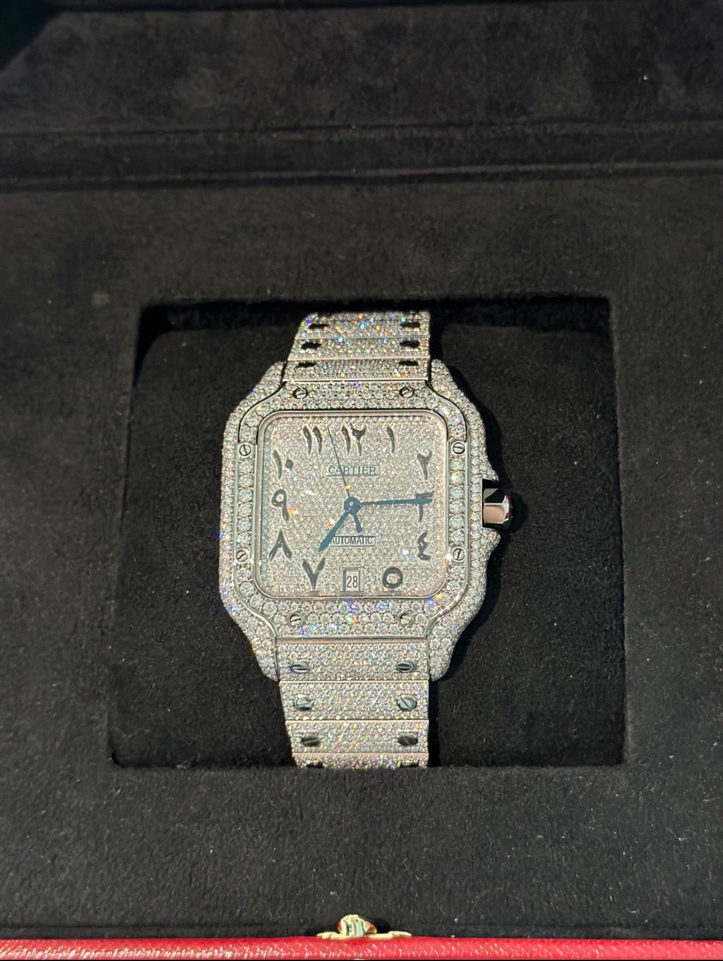 Cartier Santos Arabic Dial Iced Out