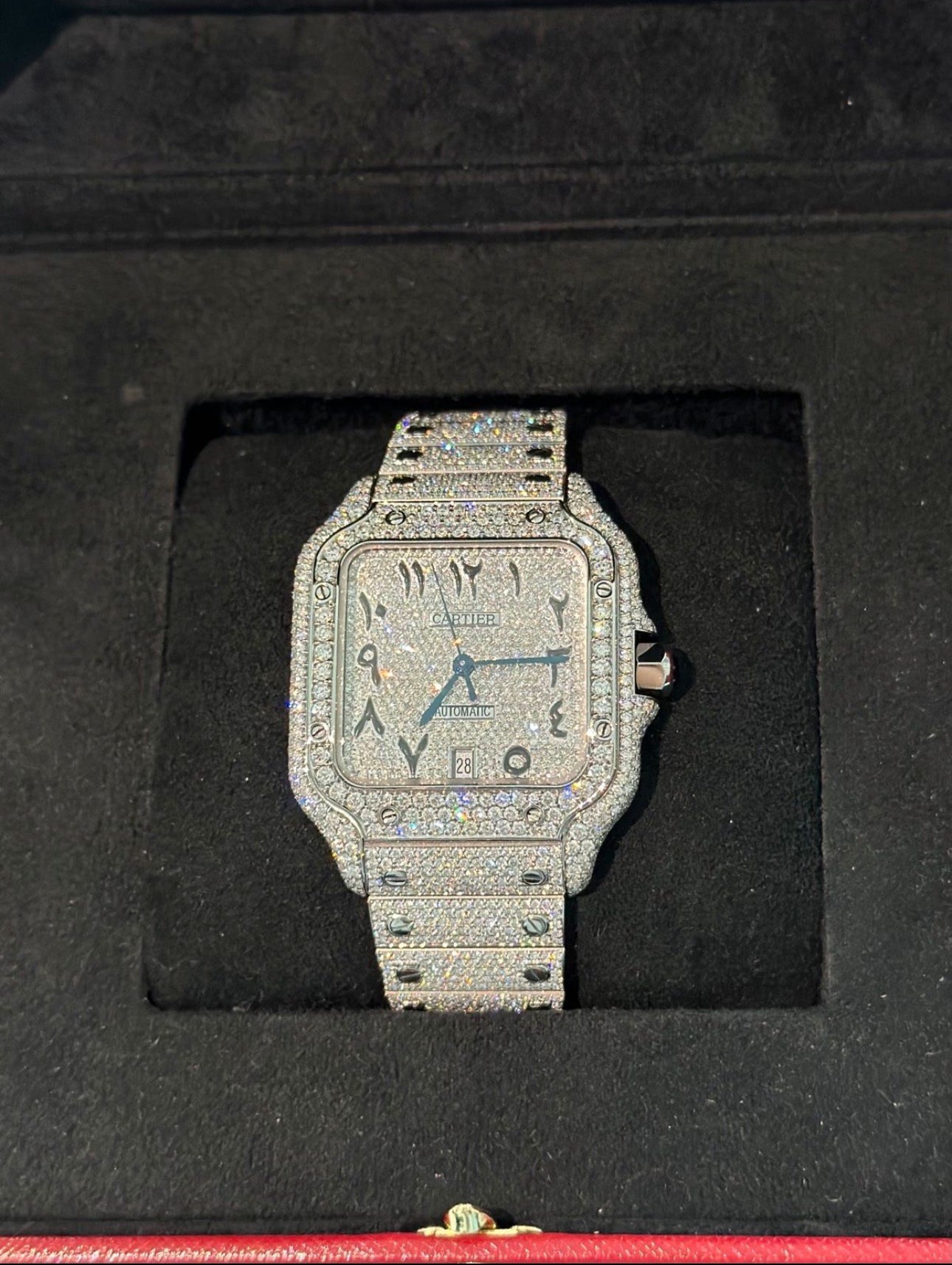 Cartier Santos Arabic Dial Iced Out