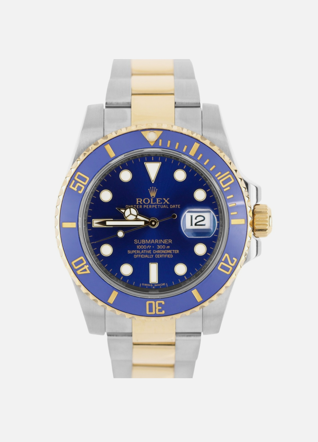 Rolex Submariner Date 18k Yellow Gold Steel BLUE 40mm Ceramic 116613