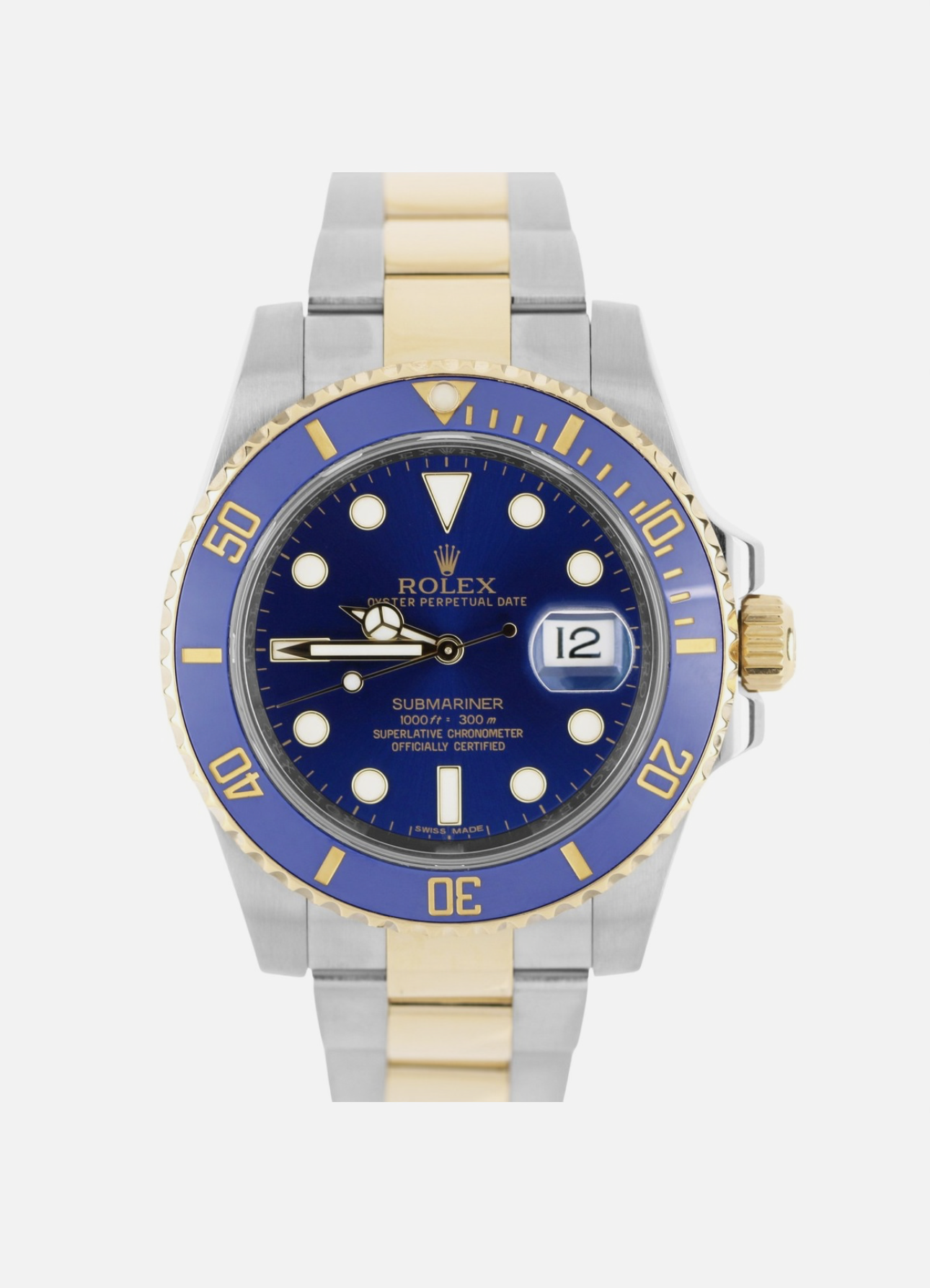 Rolex Submariner Date 18k Yellow Gold Steel BLUE 40mm Ceramic 116613