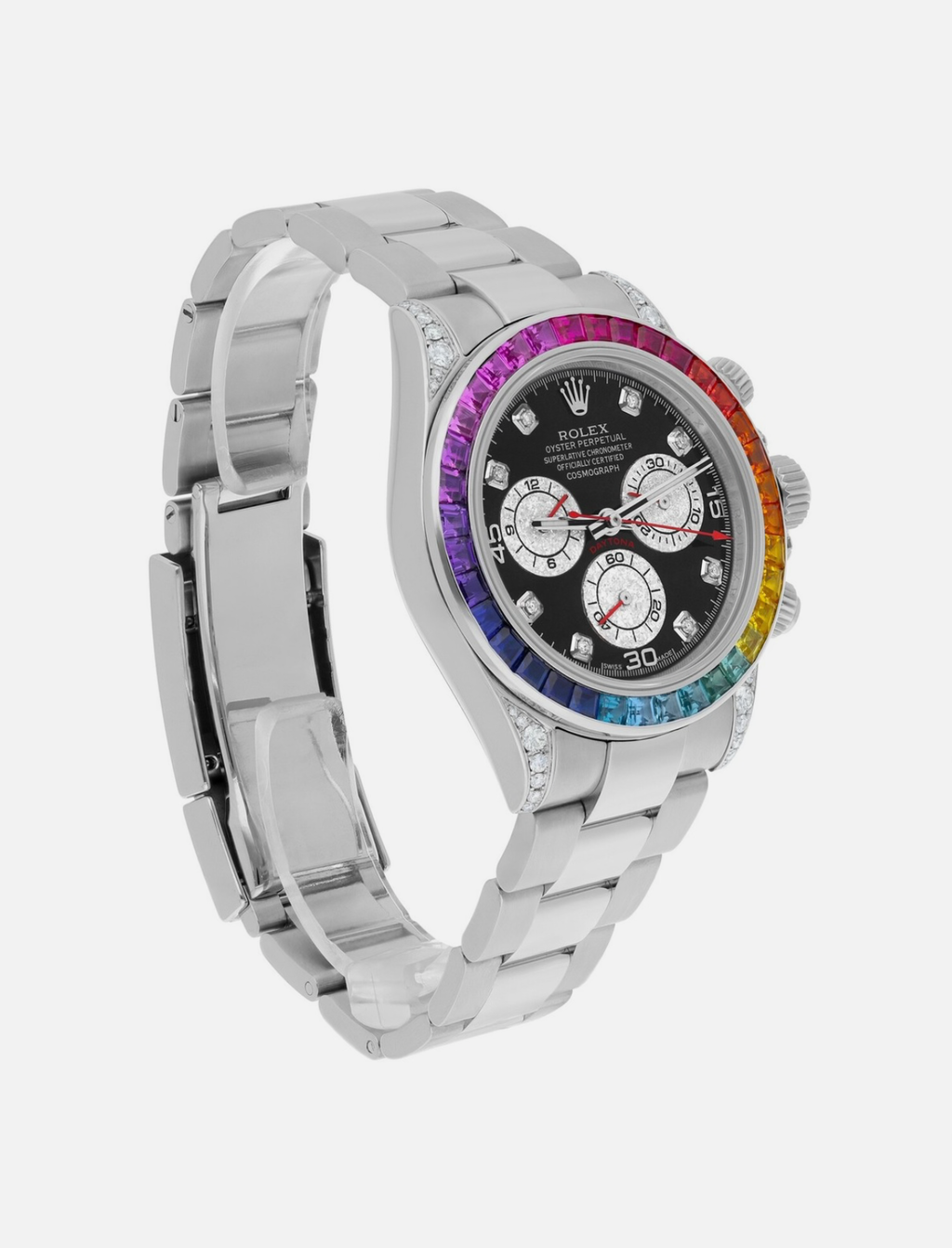Rolex Cosmograph Daytona Stainless Steel Rainbow Diamond Watch 116520