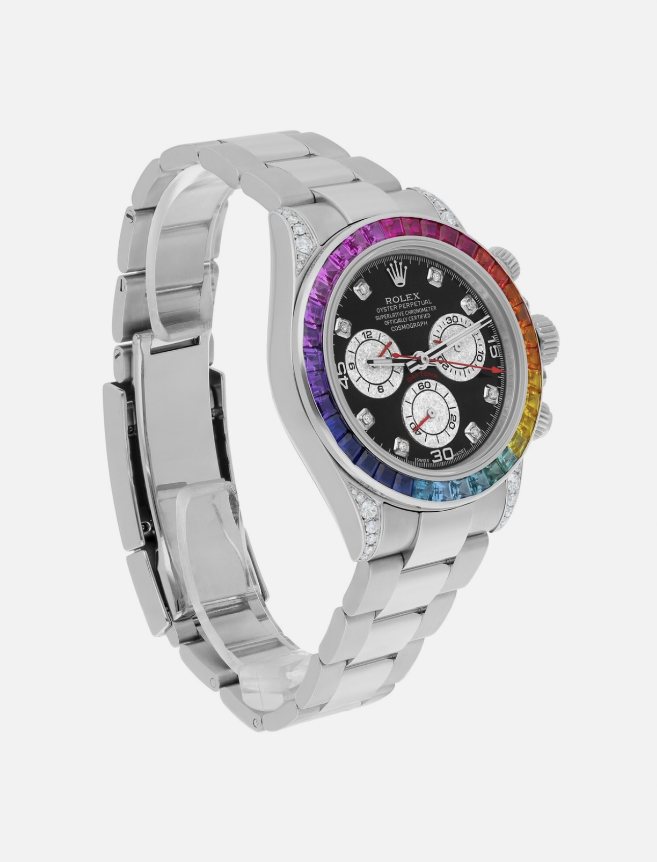 Rolex Cosmograph Daytona Stainless Steel Rainbow Diamond Watch 116520