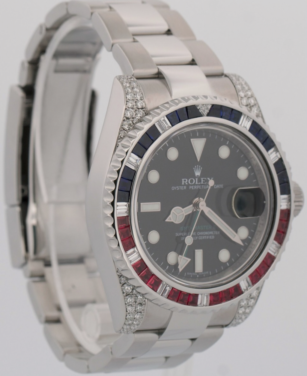 Rolex GMT-Master II DIAMOND SAPPHIRE Stainless Steel Blue Pink 40mm 116710
