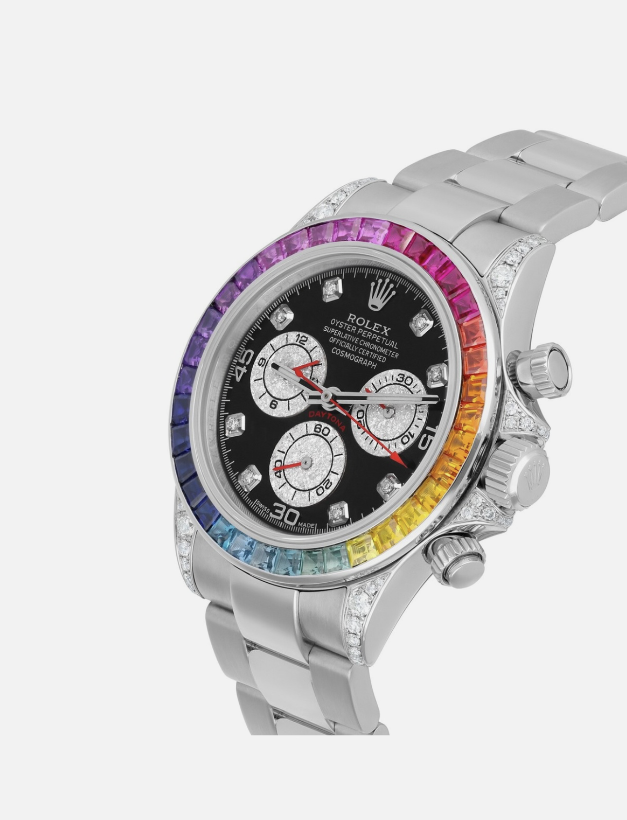 Rolex Cosmograph Daytona Stainless Steel Rainbow Diamond Watch 116520