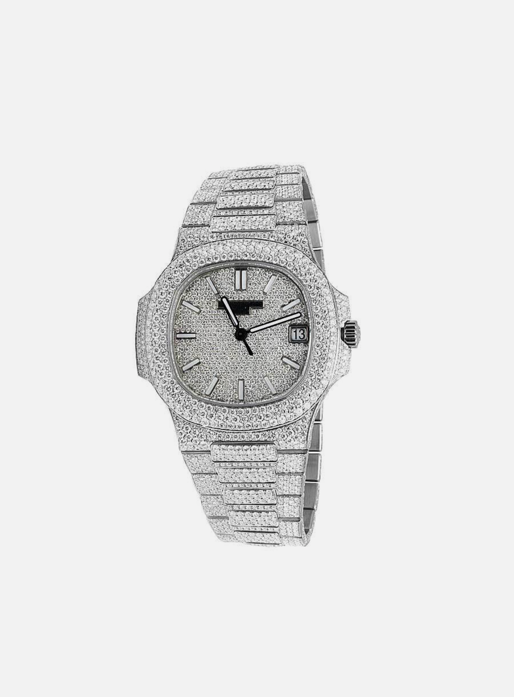 Mens Patek Philippe Nautilus 5711/1A Steel Pave Set VVS Moissanite Watch